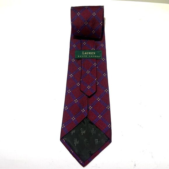 2for25 Ralph Lauren Silk Hand-Finished Men’s Tie Red Embroidered Preppy Designer - Picture 4 of 9
